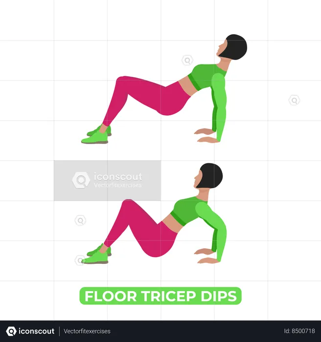 Woman Doing Floor Tricep Dips  Illustration