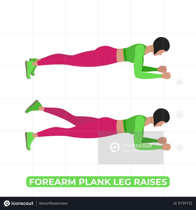 Woman Doing Forearm Plank Leg Raises  Illustration