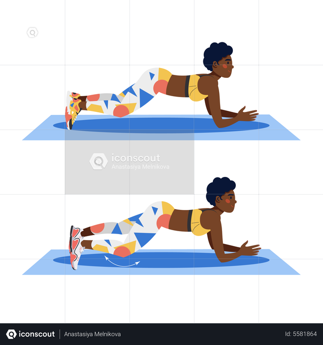 Best Premium Woman Doing Forearm Plank With Knee Dip Illustration Download In Png And Vector Format 3433