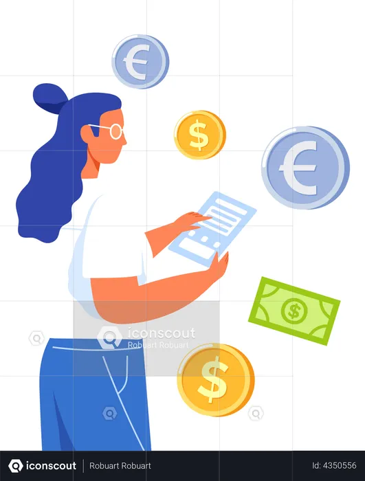 Woman doing forex trading  Illustration