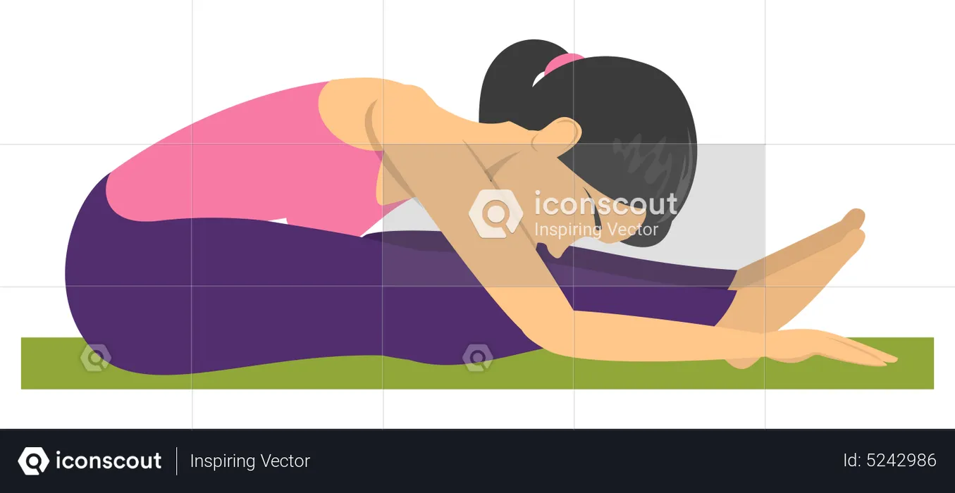 Woman doing Forward bend yoga pose  Illustration