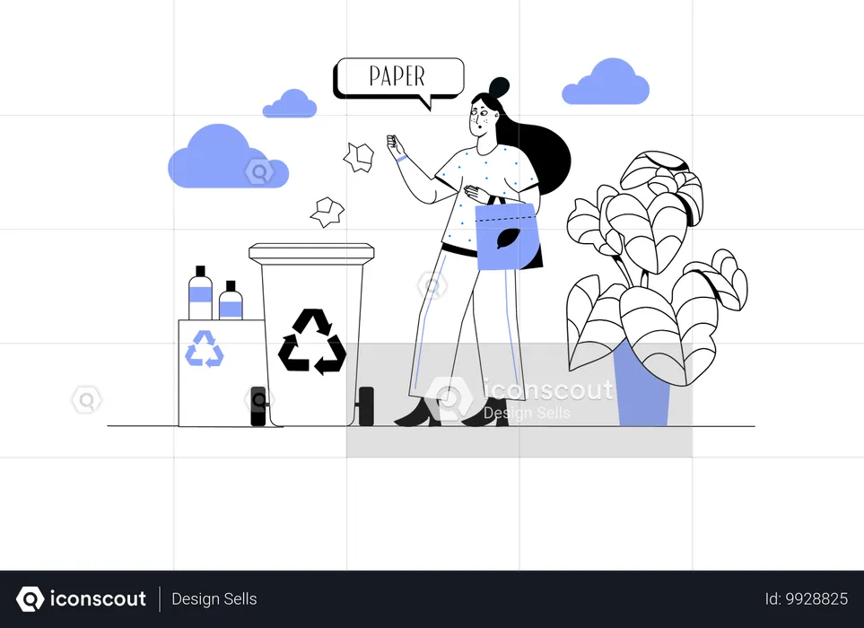 Woman doing garbage management  Illustration