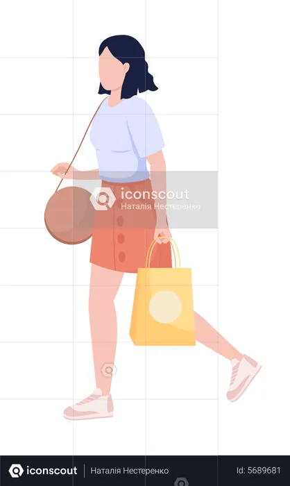 Woman Doing Grocery Shopping  Illustration