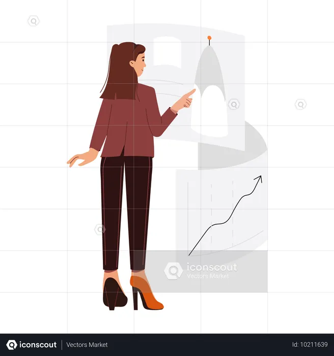 Woman Doing Growth Analysis  Illustration