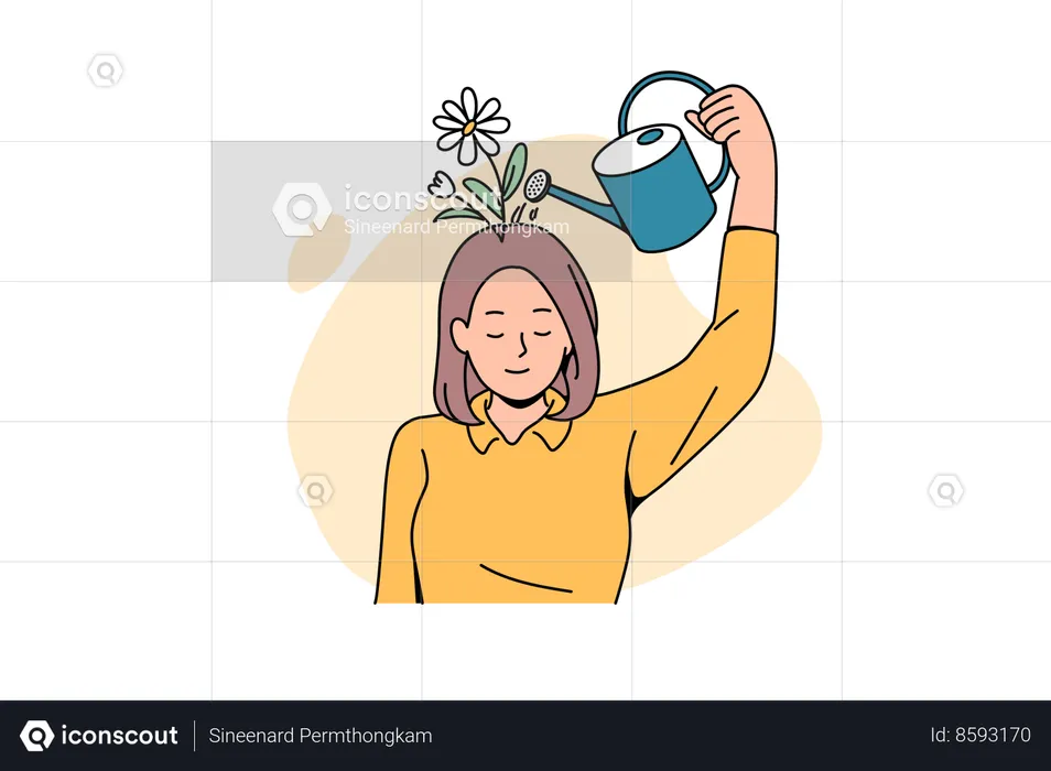 Woman doing growth mindset  Illustration