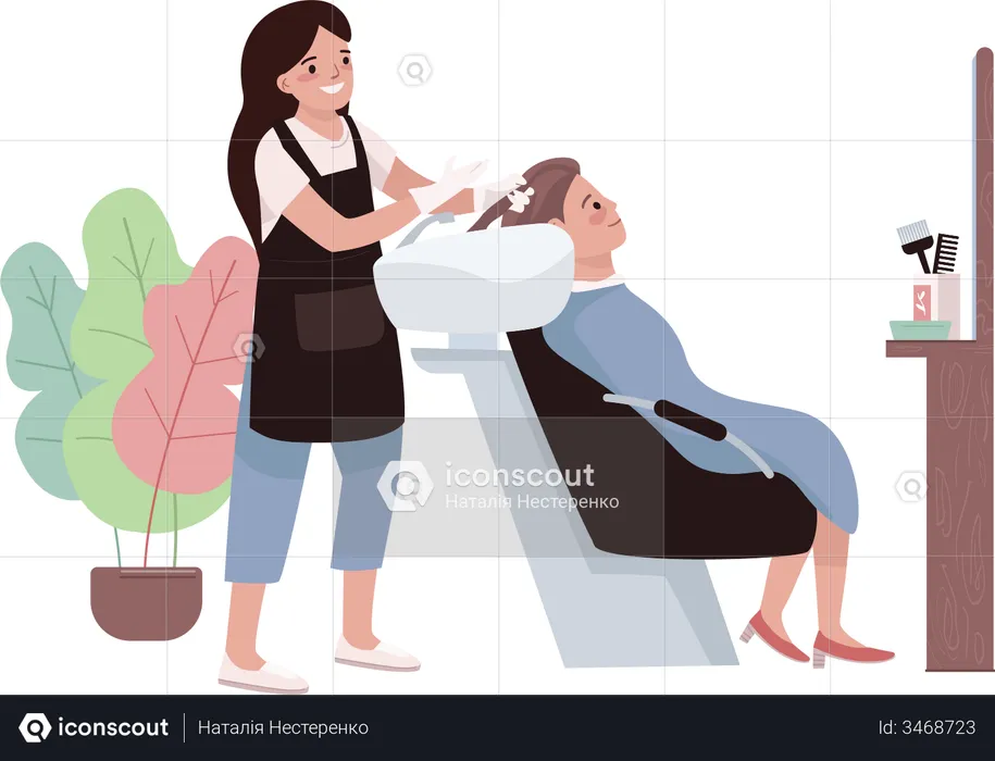 Woman doing Hairdressing  Illustration