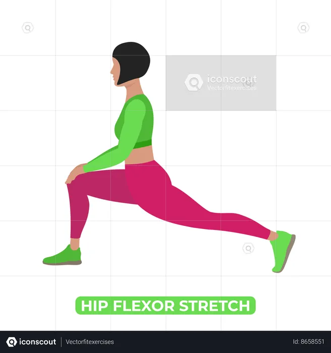 Woman Doing Hip Flexor Stretch  Illustration