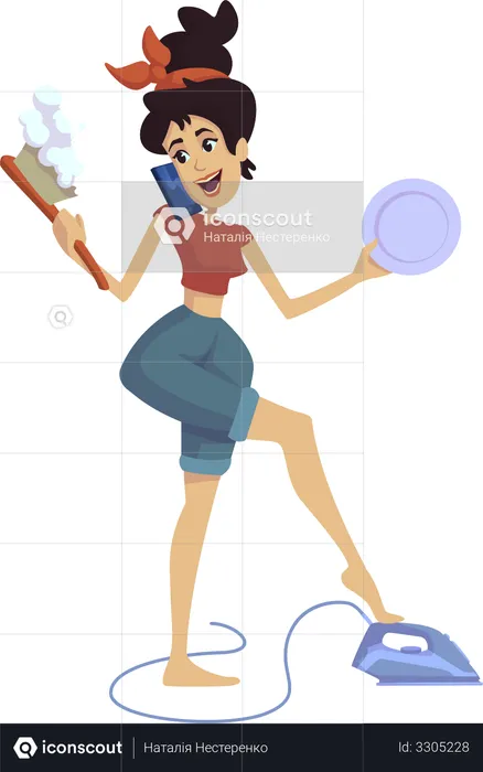 Woman doing housework  Illustration