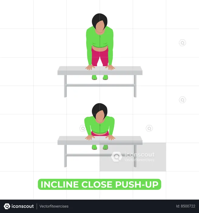 Woman Doing Incline Close Push Up  Illustration