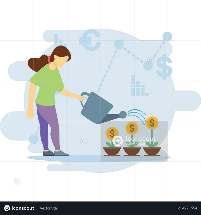 Woman doing investment  Illustration