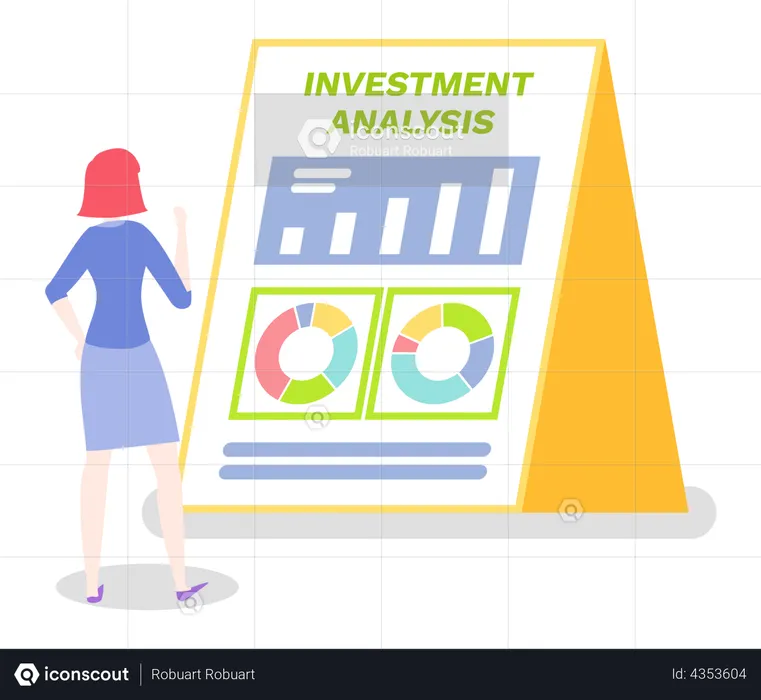 Woman doing investment analysis  Illustration