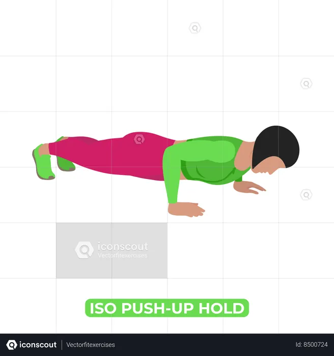 Woman Doing Iso Push Up Hold  Illustration