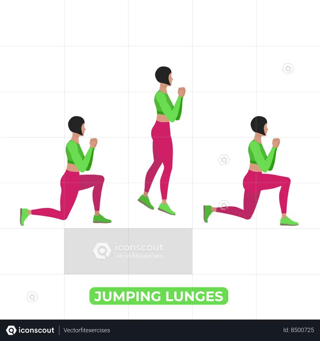Woman Doing Lunging Leg Calf Stretching Animated Icon download in