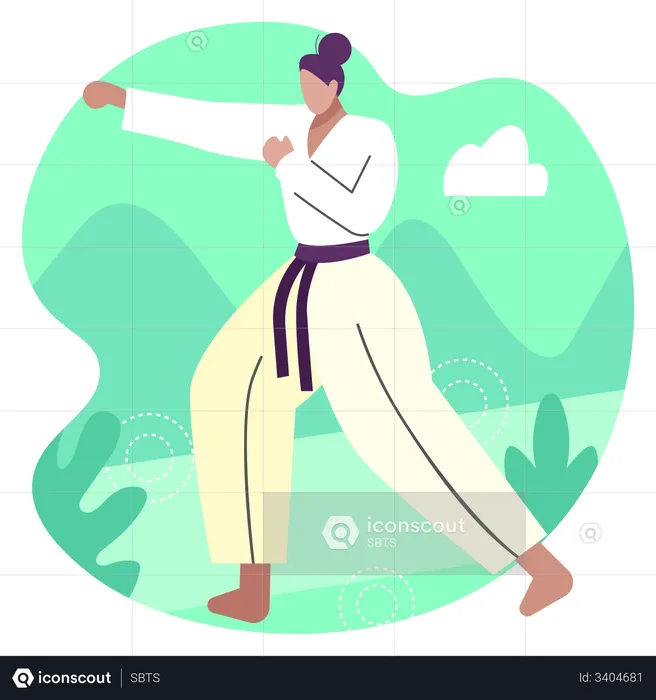 Woman doing karate  Illustration
