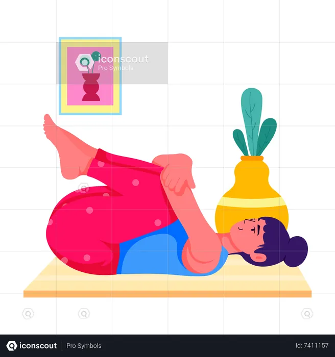 Woman doing Knee to Chest  Illustration