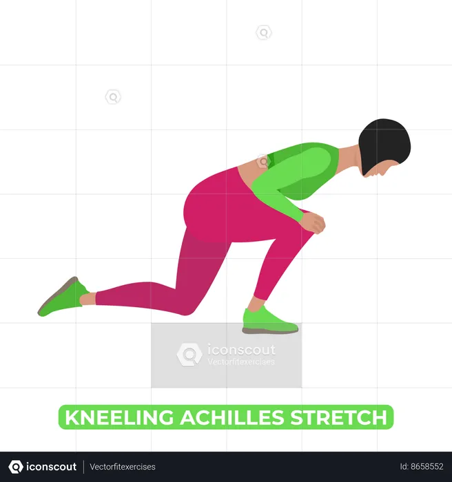 Woman Doing Kneeling Achilles Stretch  Illustration