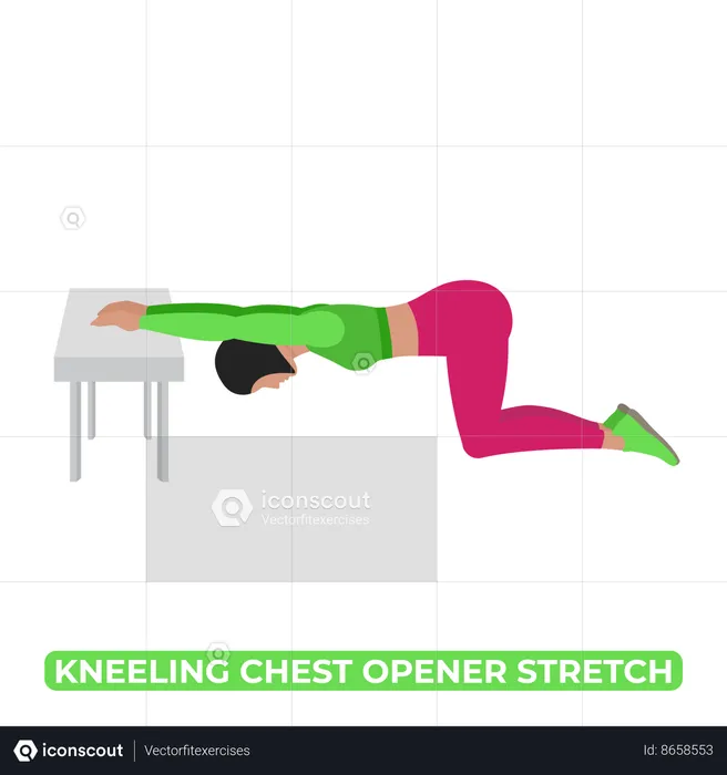 Woman Doing Kneeling Chest Opener Stretch  Illustration