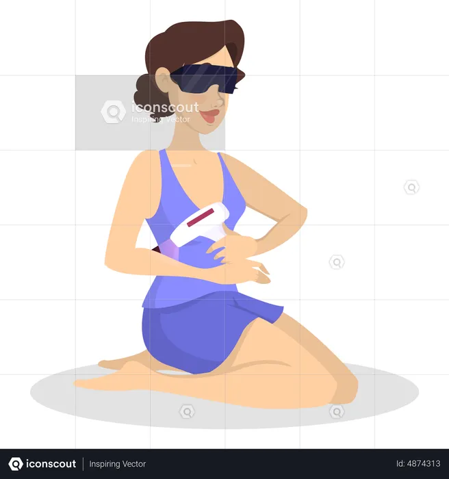 Woman doing laser hair removal procedure  Illustration