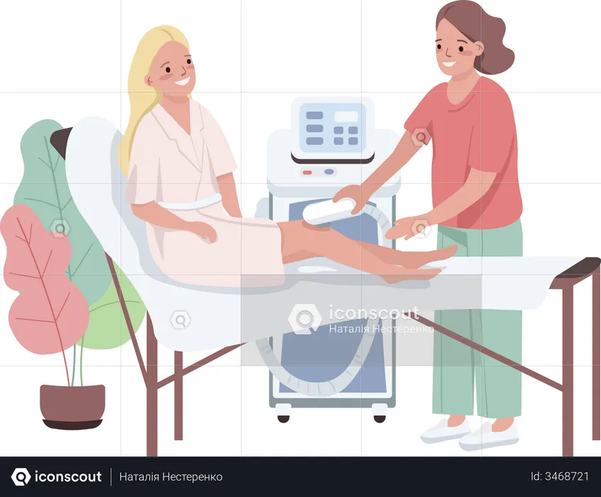 Woman doing laser hair removal treatment  Illustration