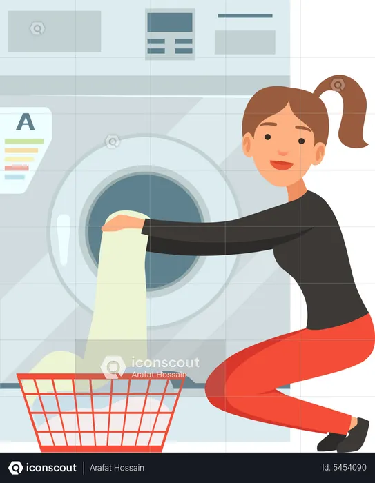 Woman doing laundry  Illustration