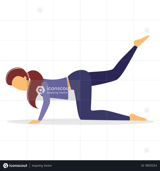 Woman doing leg stretching exercise  Illustration