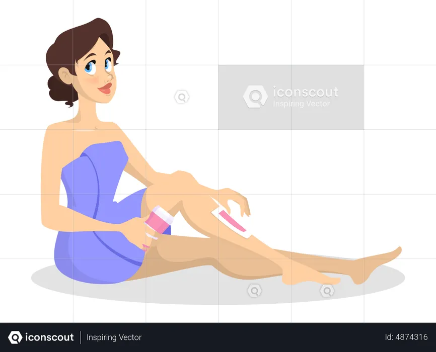 Woman doing leg waxing  Illustration