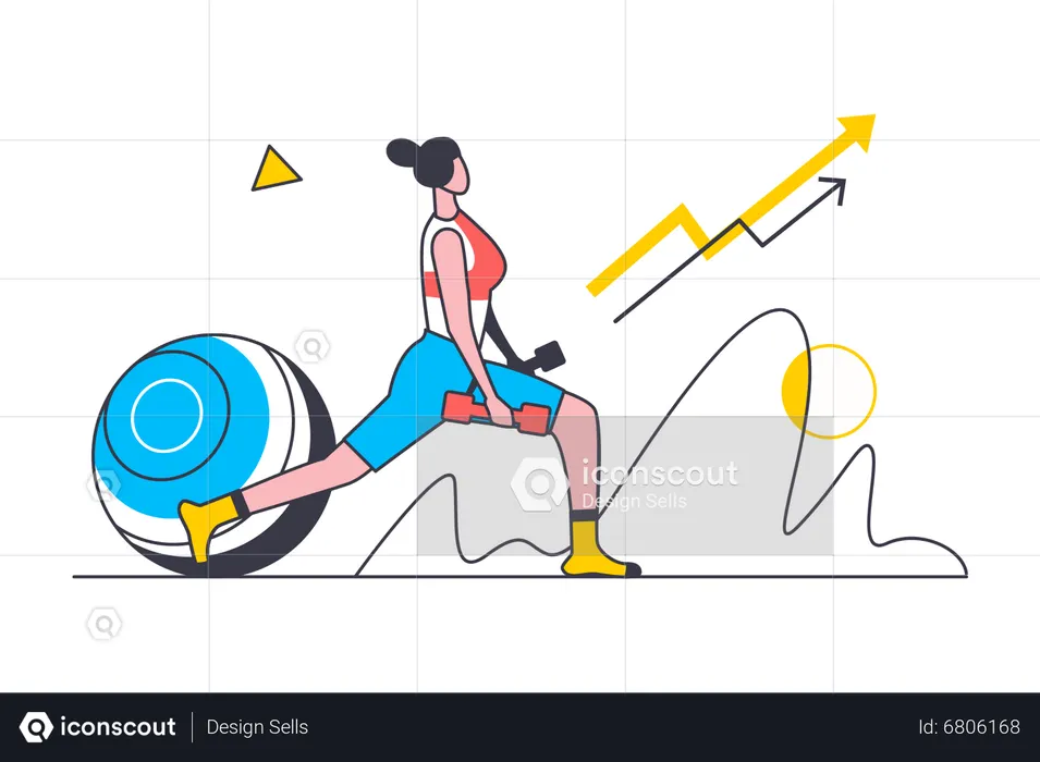 Woman doing leg workout with dumbbell  Illustration