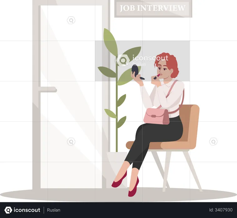 Woman doing makeup before job interview  Illustration