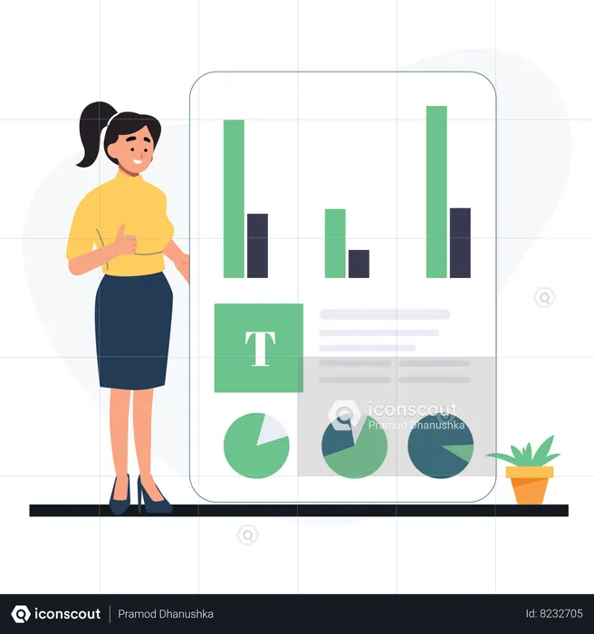 Woman doing market research  Illustration