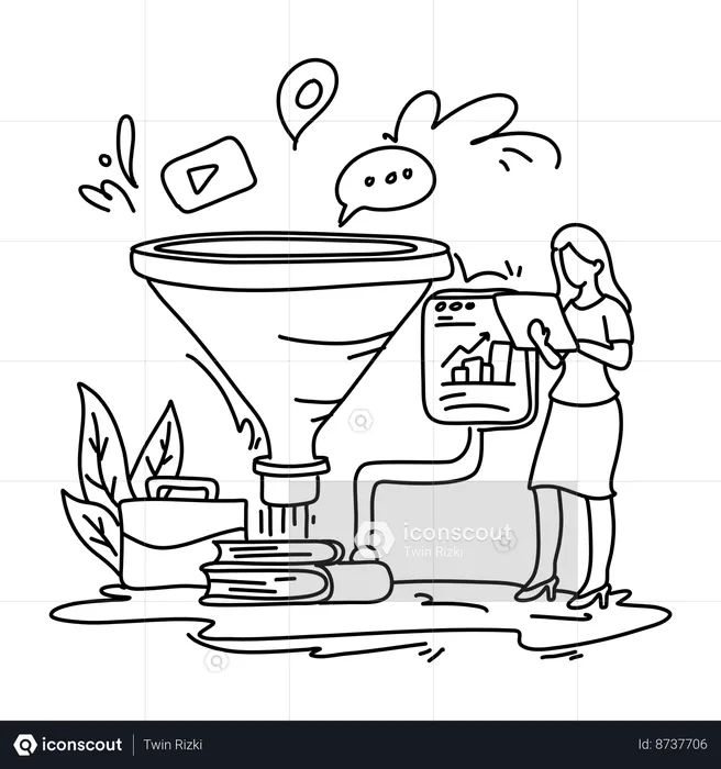 Woman doing marketing analysis  Illustration