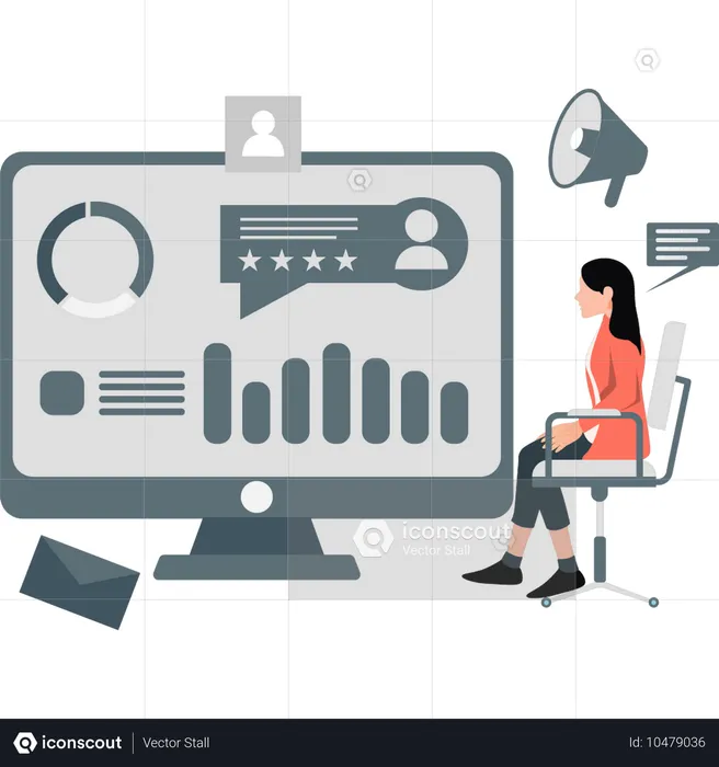 Woman doing marketing analysis  Illustration