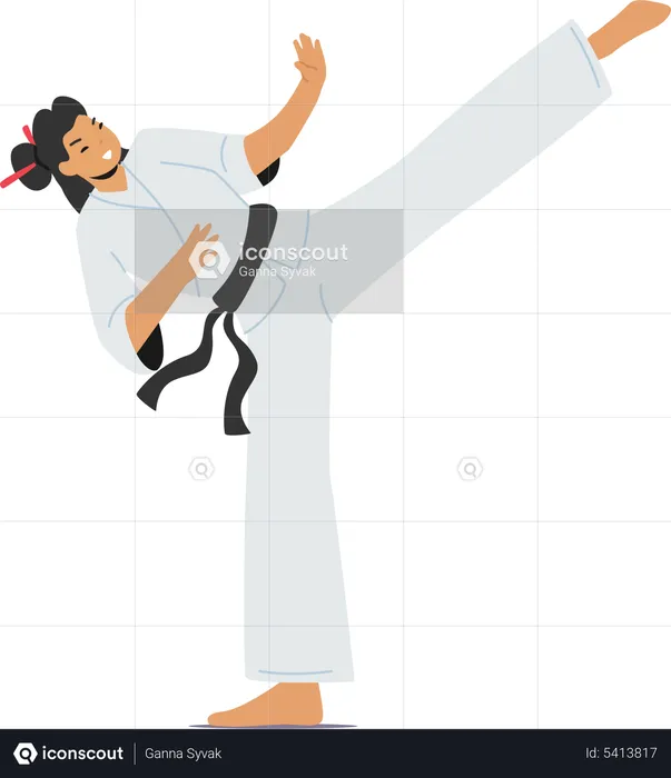 Woman doing Martial Arts practice  Illustration