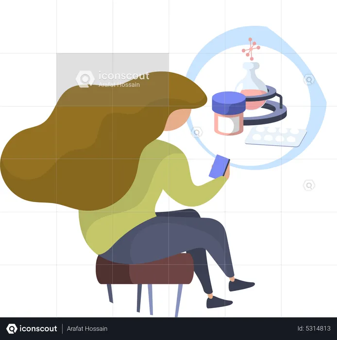 Woman doing medicine research  Illustration