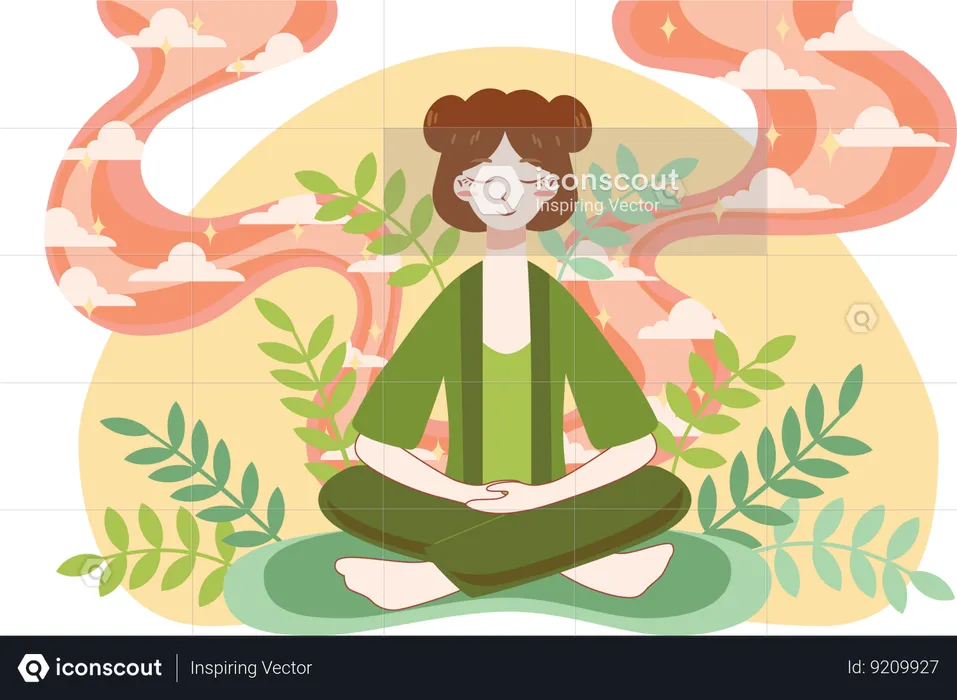 Woman doing meditation  Illustration
