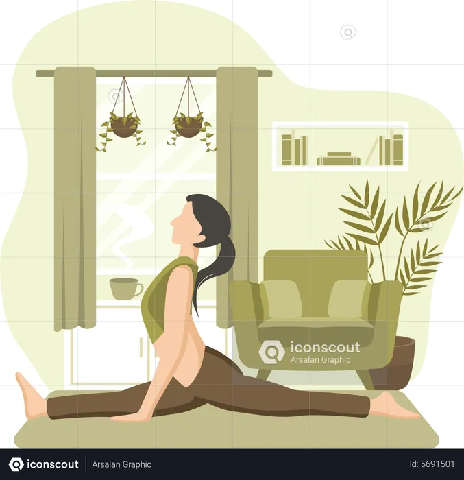 Woman Doing Meditation at Home  Illustration