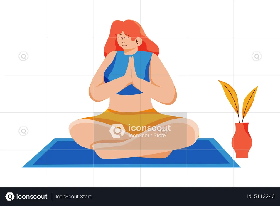 Woman doing meditation exercise  Illustration