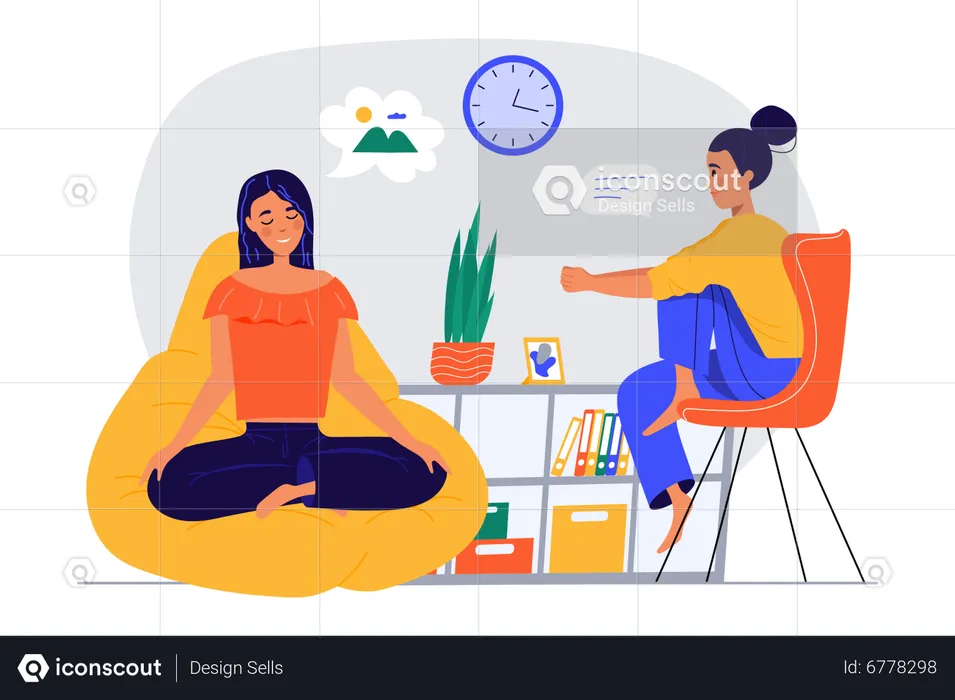 Woman doing meditatoin  Illustration