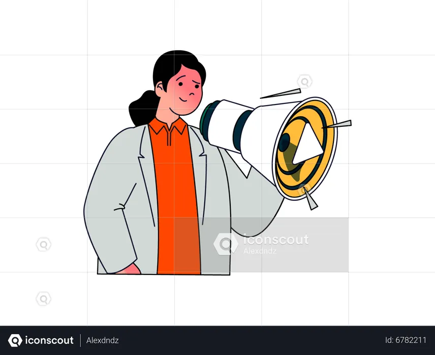 Woman doing megaphone marketing  Illustration