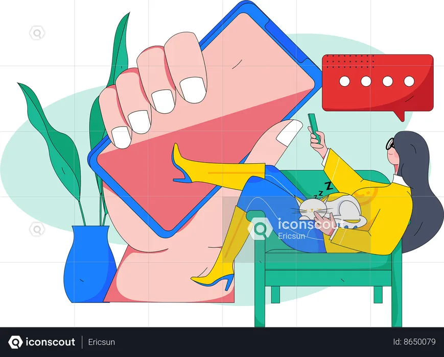 Woman doing mobile marketing  Illustration