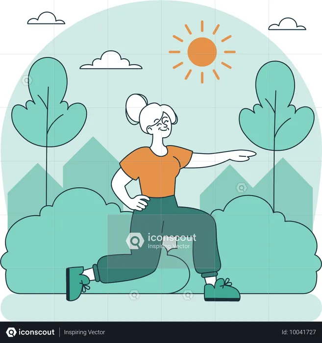 Woman doing morning exercise for good health  Illustration