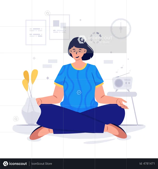 Woman doing Morning Meditation  Illustration