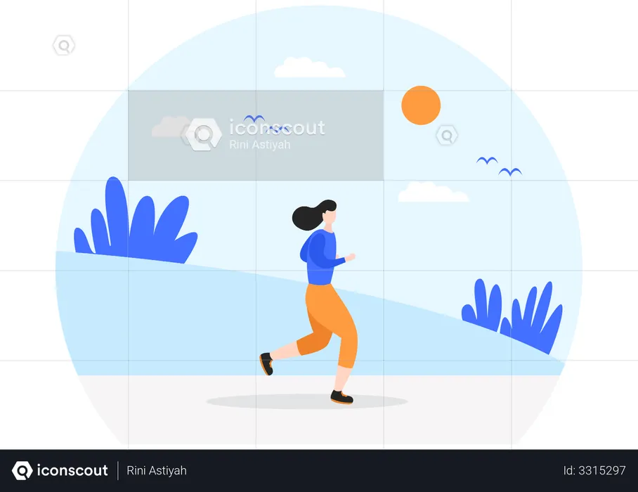 Woman Doing Morning Run  Illustration