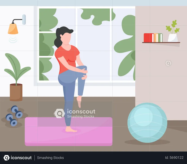 Woman doing morning workout  Illustration
