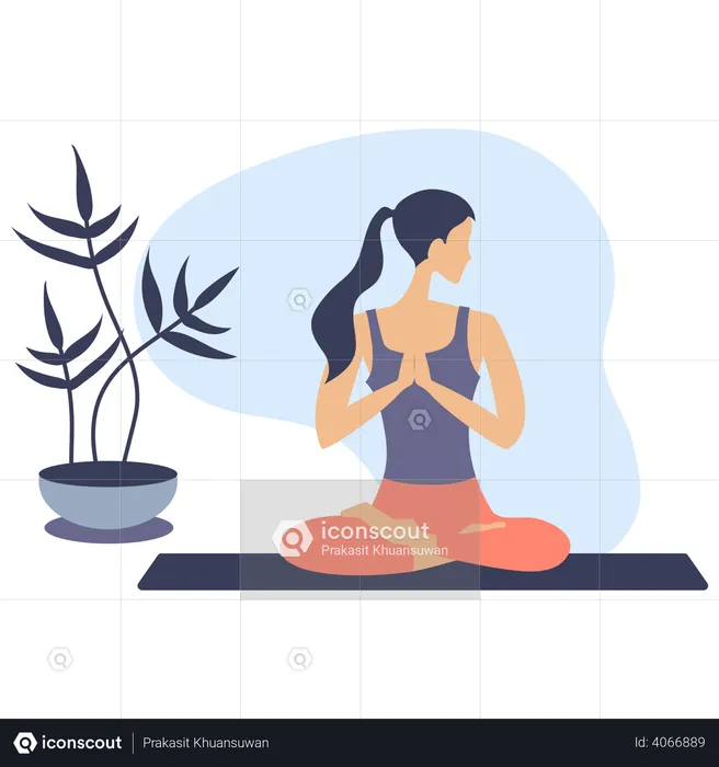 Woman Doing Morning Yoga  Illustration