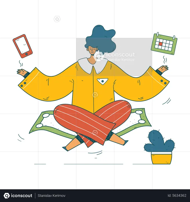 Woman doing multitasking  Illustration