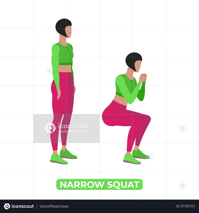 Woman Doing Narrow Squat  Illustration