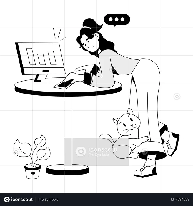 Woman doing Online Analysis  Illustration