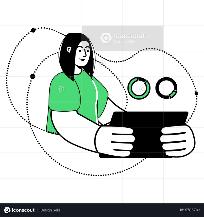 Woman doing online analytics  Illustration