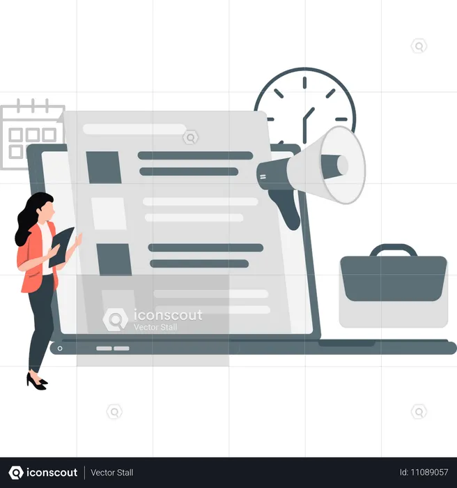 Woman doing online business marketing  Illustration