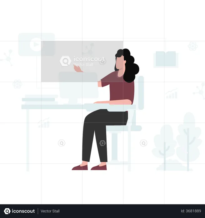 Woman doing online certificate course  Illustration